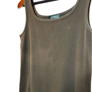Ralph Lauren Vintage Ribbed Midi Dress Green Size Small Petite